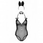 Travestimento sexy bunny costume da coniglietta body erotico donna trasparente