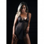 Vestitino donna sexy nero trasparente hot mini abito erotico in pizzo con tanga