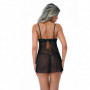 Vestitino donna sexy nero trasparente hot mini abito erotico in pizzo con tanga