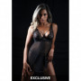 Vestitino donna sexy nero trasparente hot mini abito erotico in pizzo con tanga