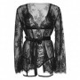 Body con vestaglia e perizoma bodysuit sexy in pizzo nero lingerie erotica donna