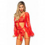 Body con tanga e vestaglia completo intimo perizoma rosso lingerie erotica donna