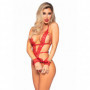 Body donna sexy in pizzo rosso con manette e perizoma bodysuit lingerie erotica