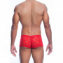 Boxer uomo rosso mutanda sexy a gamba corta in pizzo trasparente slip aderente