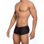 Boxer uomo mutanda sexy in pizzo nero trasparente slip a gamba corta aderente