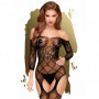 Bodystocking a rete con pizzo nero trasparente sexy tutina intimo cavallo aperto