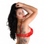 reggiseno donna senza ferretto lingerie erotica con pizzo rosso trasparente sexy