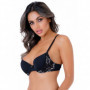 Reggiseno push up intimo donna senza ferretto sexy nero con pizzo trasparente