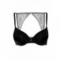 Reggiseno push up intimo donna senza ferretto sexy nero con pizzo trasparente