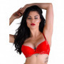 Reggiseno intimo donna sexy push up rosso con pizzo trasparente senza ferretto