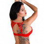 Reggiseno intimo donna sexy push up rosso con pizzo trasparente senza ferretto