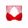 Reggiseno intimo donna sexy push up rosso con pizzo trasparente senza ferretto