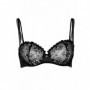 Reggiseno donna a balconcino sexy senza ferretto hot nero trasparente con pizzo