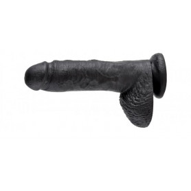 Fallo vaginale anale realistico dildo nero con ventosa pene finto con testicoli