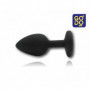 Plug anale piccolo con pietra mini dilatatore indossabile in silicone butt black