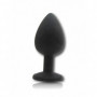 Plug anale medio con pietra dilatatore indossabile butt in silicone morbido nero