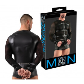 Completo intimo bondage uomo con boxer nero costrittivo con cinghie lingerie hot