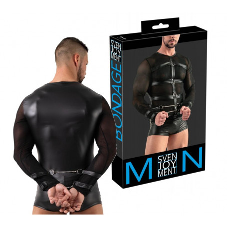 Completo intimo bondage uomo con boxer nero costrittivo con cinghie lingerie hot