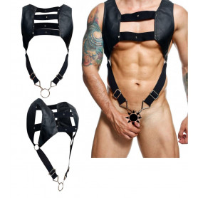 Imbragatura con anello fallico intimo sexy per uomo bondage harness in ecopelle