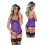 Body con reggicalze intimo in pizzo viola cavallo aperto lingerie sexy donna hot