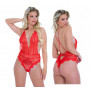 Body rosso a rete in pizzo bodysuit sexy trasparente hot lingerie erotica donna