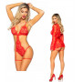 Body con tanga e vestaglia completo intimo perizoma rosso lingerie erotica donna