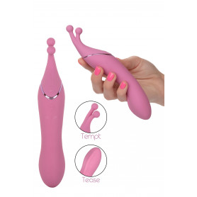 Vibratore doppio in silicone dildo liscio vibrante stimola clitoride vaginale