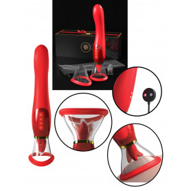 Vibratore punto G in silicone pompa con lingua stimolatore vaginale e clitoride