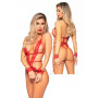 Body donna sexy in pizzo rosso con manette e perizoma bodysuit lingerie erotica