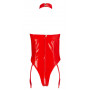 lingerie body sexy per donna aderente rosso in lattice latex con apertura seno e intimo