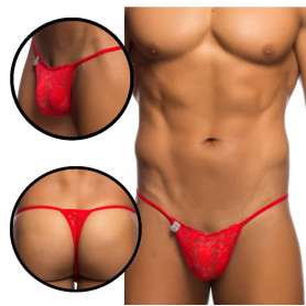 Perizoma uomo rosso sexy g string tanga trasparente slip hot mutanda in pizzo