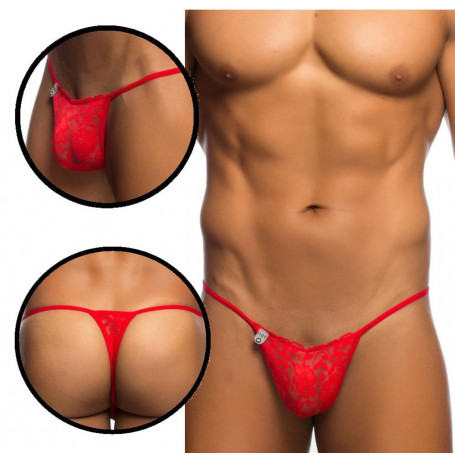 Perizoma uomo rosso sexy g string tanga trasparente slip hot mutanda in pizzo