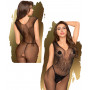 Bodystocking intimo aperto sexy tutina a rete nero trasparente fishnet catsuit