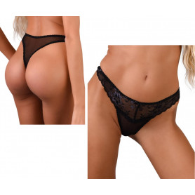 Perizoma intimo donna nero trasparente con pizzo a vita bassa sexy tanga slip