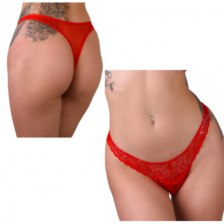 perizoma a vita bassa tanga intimo donna rosso trasparente con pizzo fiocco sexy