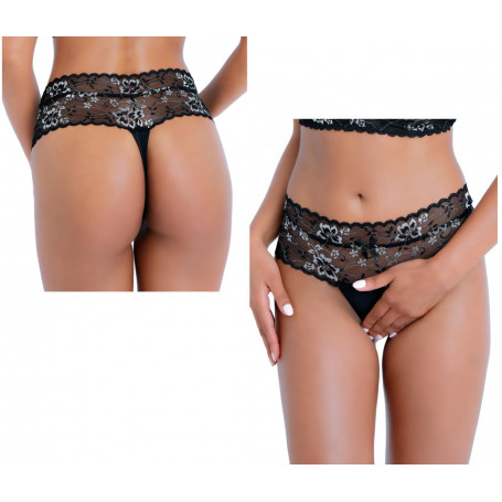 Perizoma a vita alta nero trasparente sexy tanga donna intimo aperto con pizzo