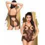 Body erotico donna intimo aperto sexy bodysuit seno scoperto nero trasparente