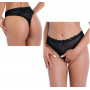 Perizoma vita alta sexy tanga nero trasparente e pizzo slip donna intimo aperto