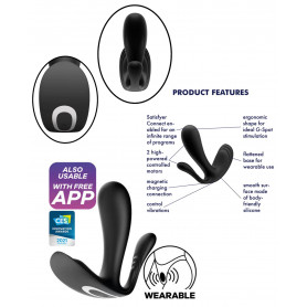 Vibratore triplo dildo vibrante vaginale anale stimolatore clitoride in silicone