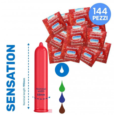 Preservativi aromatizzati in lattice 144 condom pasante profilattici lubrificati