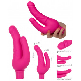 Vibratore doppio vaginale e anale in silicone reale dildo vibrante ricaricabile