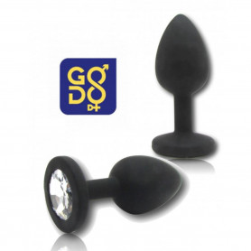 Plug anale in silicone dilatatore indossabile con pietra mini dildo piccolo nero