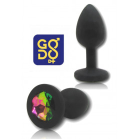 Plug anale piccolo con pietra mini dilatatore indossabile in silicone butt black