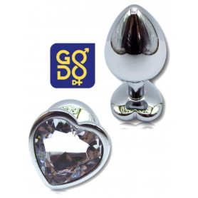 Plug anale medio con pietra a cuore dilatatore indossabile mini dildo in metallo