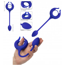 Anello fallico vibrante in silicone con butt plug dilatatore anale ricaricabile