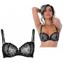 Reggiseno donna a balconcino sexy senza ferretto hot nero trasparente con pizzo