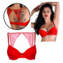 Reggiseno intimo donna sexy push up rosso con pizzo trasparente senza ferretto