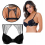 Reggiseno push up intimo donna senza ferretto sexy nero con pizzo trasparente