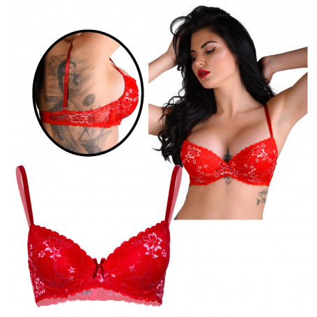 reggiseno donna senza ferretto lingerie erotica con pizzo rosso trasparente sexy