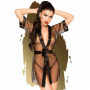 Vestaglia con perizoma nero trasparente lingerie erotica sexy kimono donna tanga